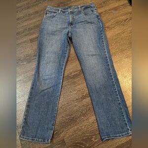 Lee Instantly Slims Relaxed Fit High Rise Straight Leg Jeans Dark Wash - Size 12